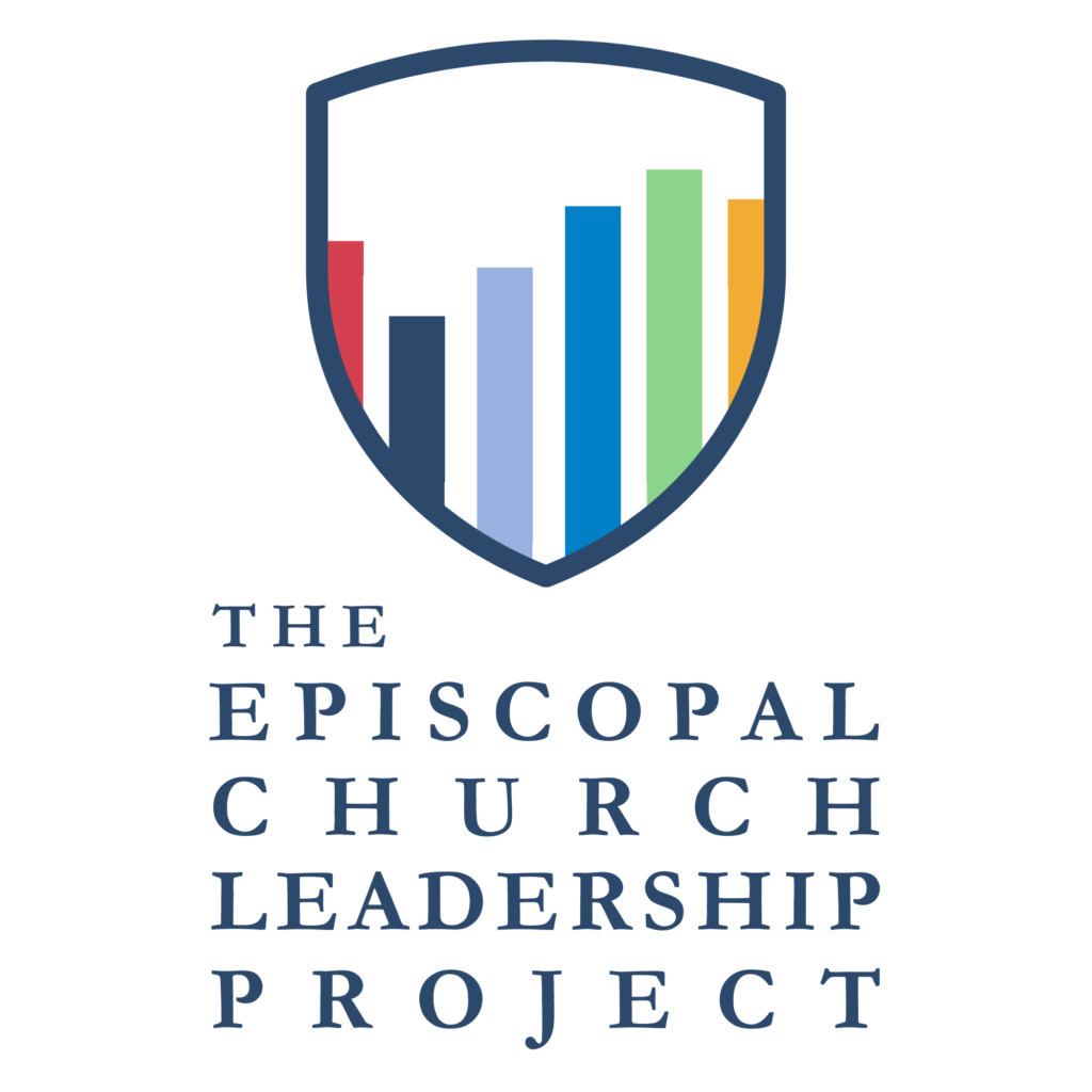 Episcopal Church Leadership Project logo which is a shield with colorful lines