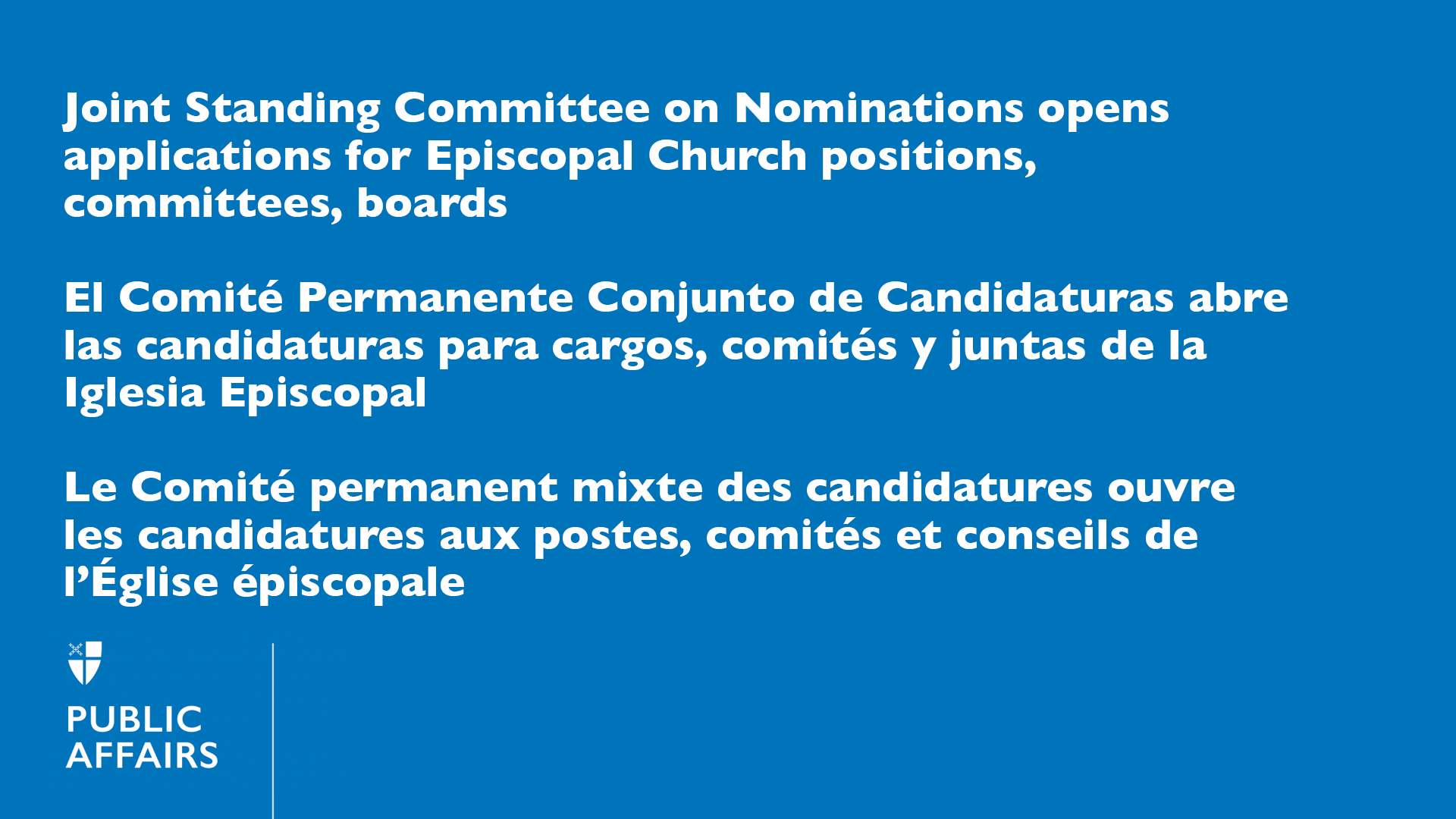 Joint Standing Committee On Nominations Opens Applications For Episcopal Church Positions 8474