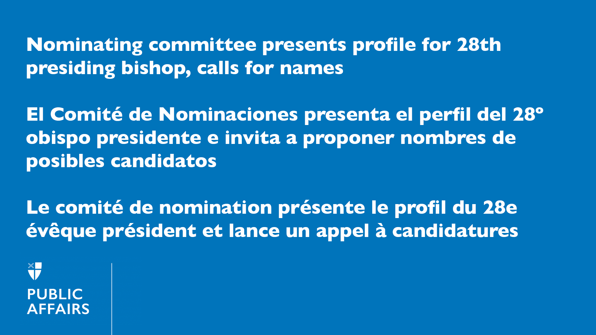 Nominating committee presents profile for 28th presiding bishop, calls for  names – The Episcopal Church