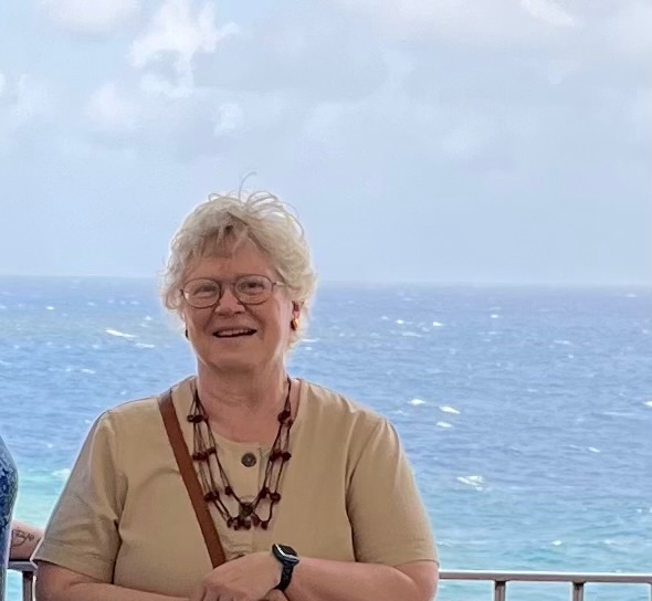 Sherri Dietrich with ocean view in background